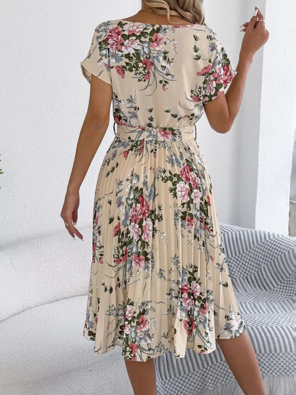 Pleated A-Line Midi Dress