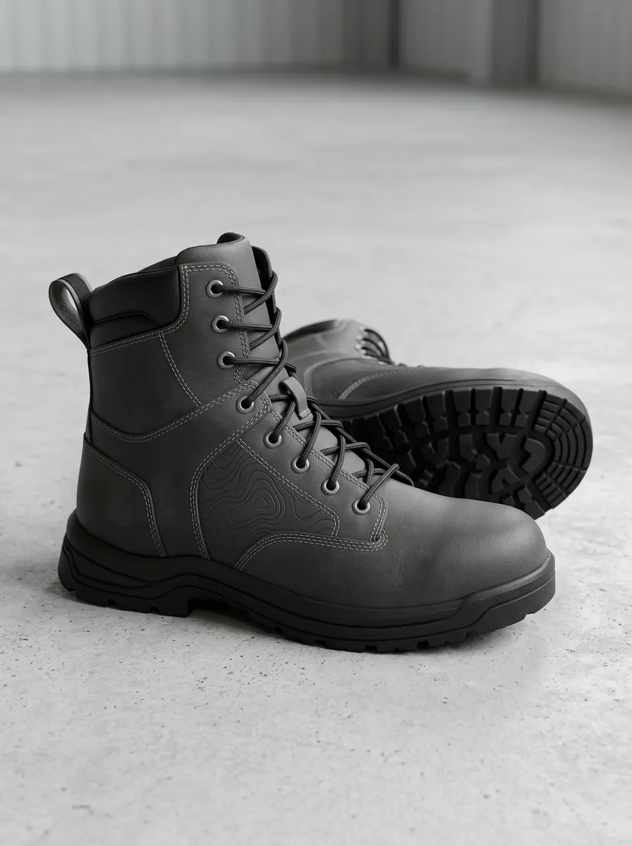 Unisex Casual Outdoor Enthusiast Topographic Map Print Work Boots
