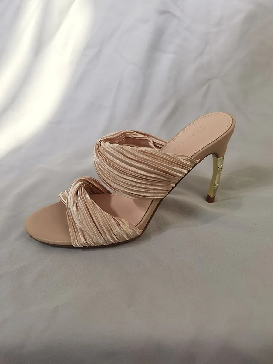 Rose Ruched High-Heeled Sandals