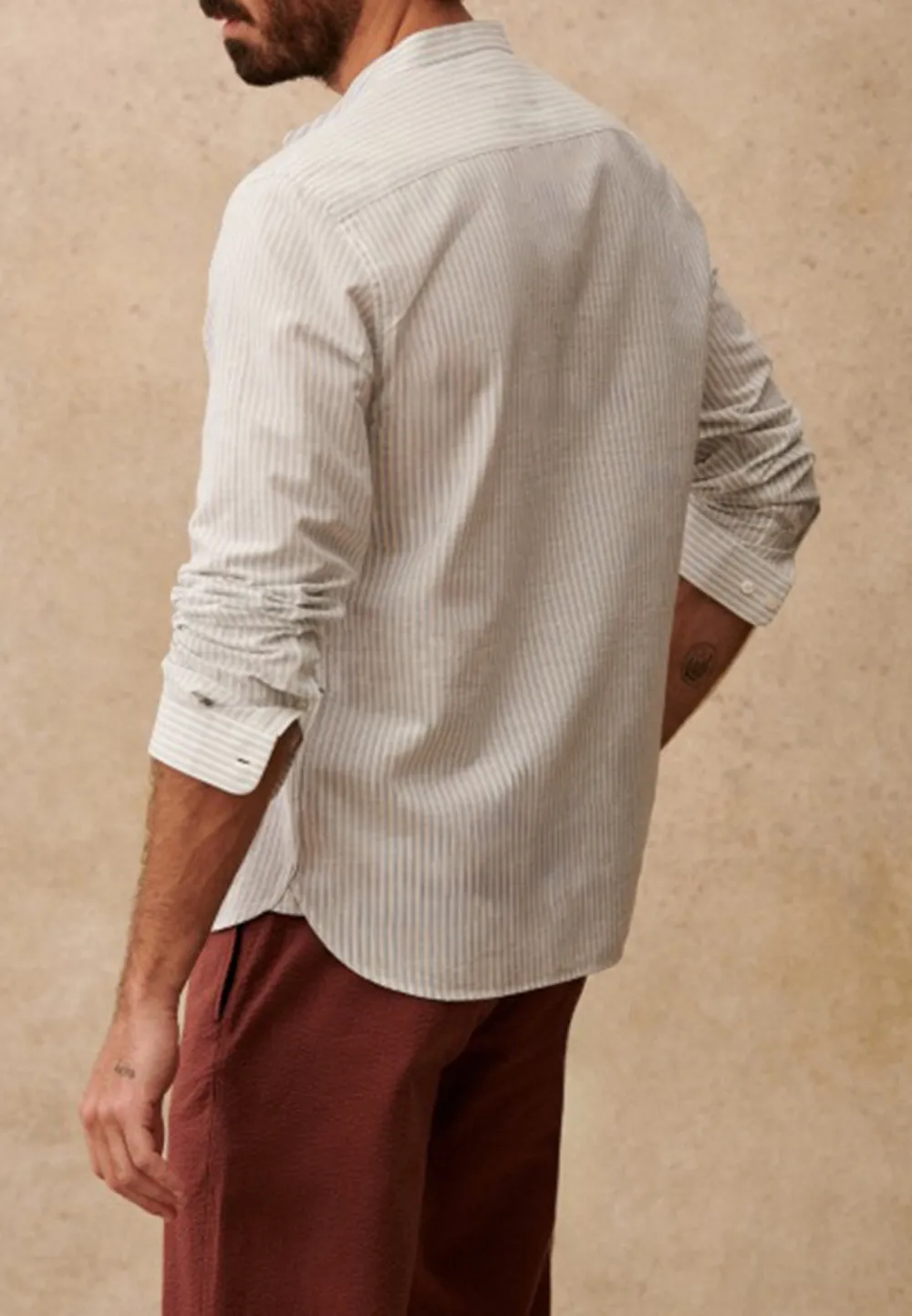 Olive Green Mandarin Collar Henley Shirt