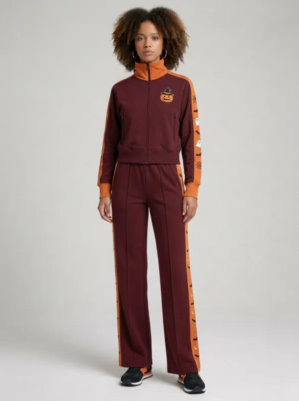 Women's Halloween Pumpkin Ghost Printed Tracksuit