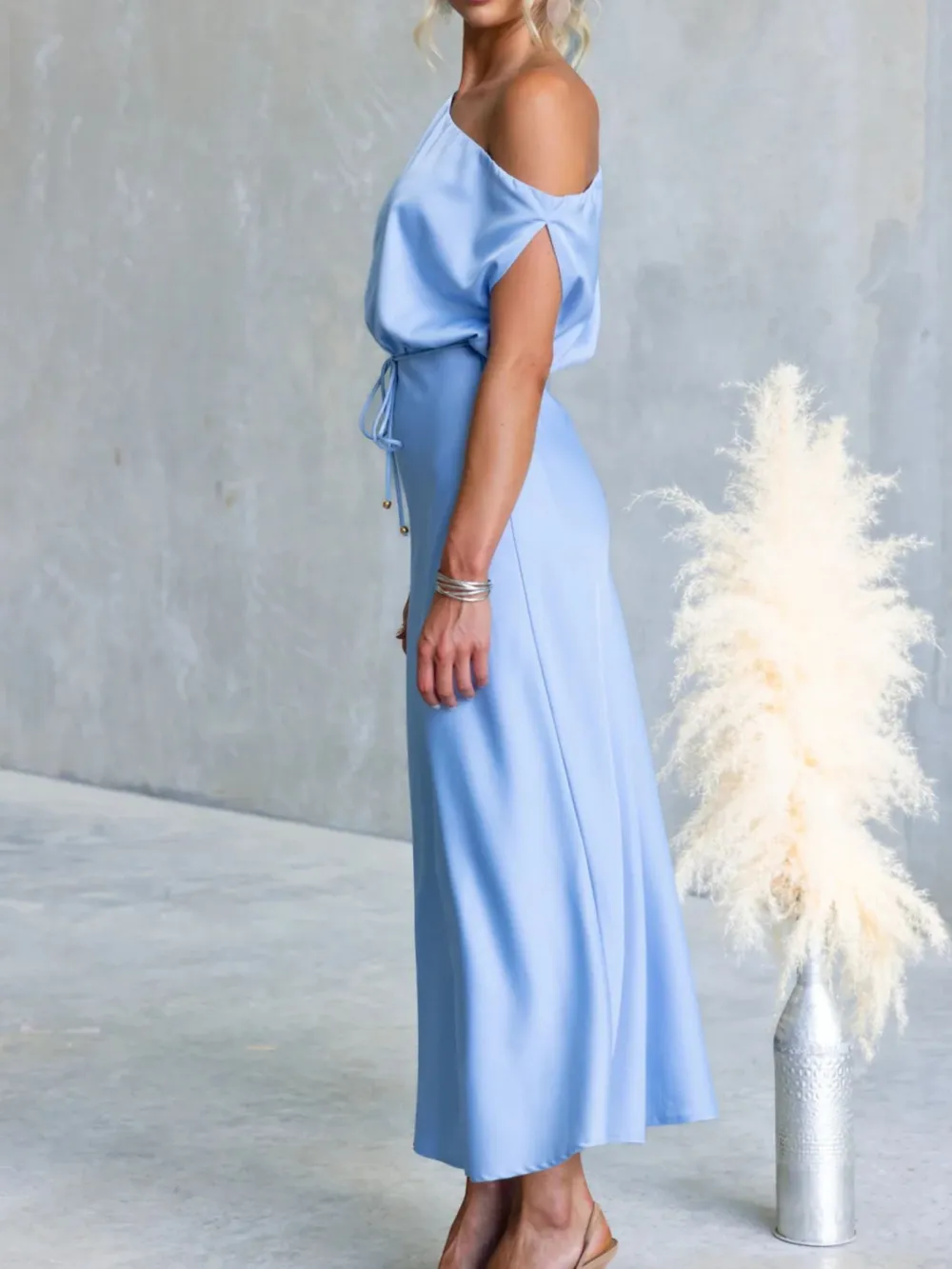 Classic One-Shoulder Midi Dress