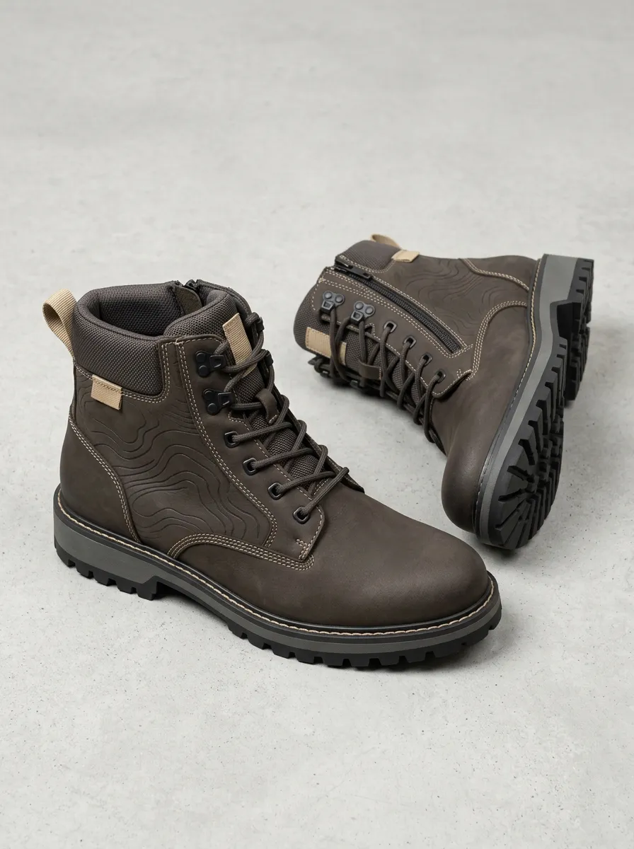 Unisex Everyday Outdoor Hiking Topographic Print Work Boots