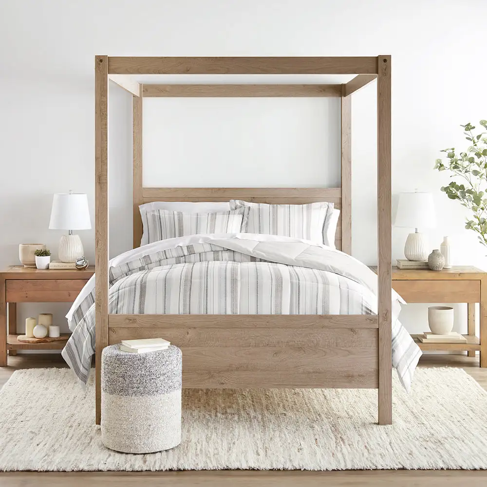 Vertical Stripe Reversible Down Alternative Comforter Set