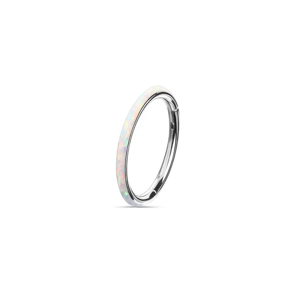 Surgical-Steel Opal Hinged Hoop Ring