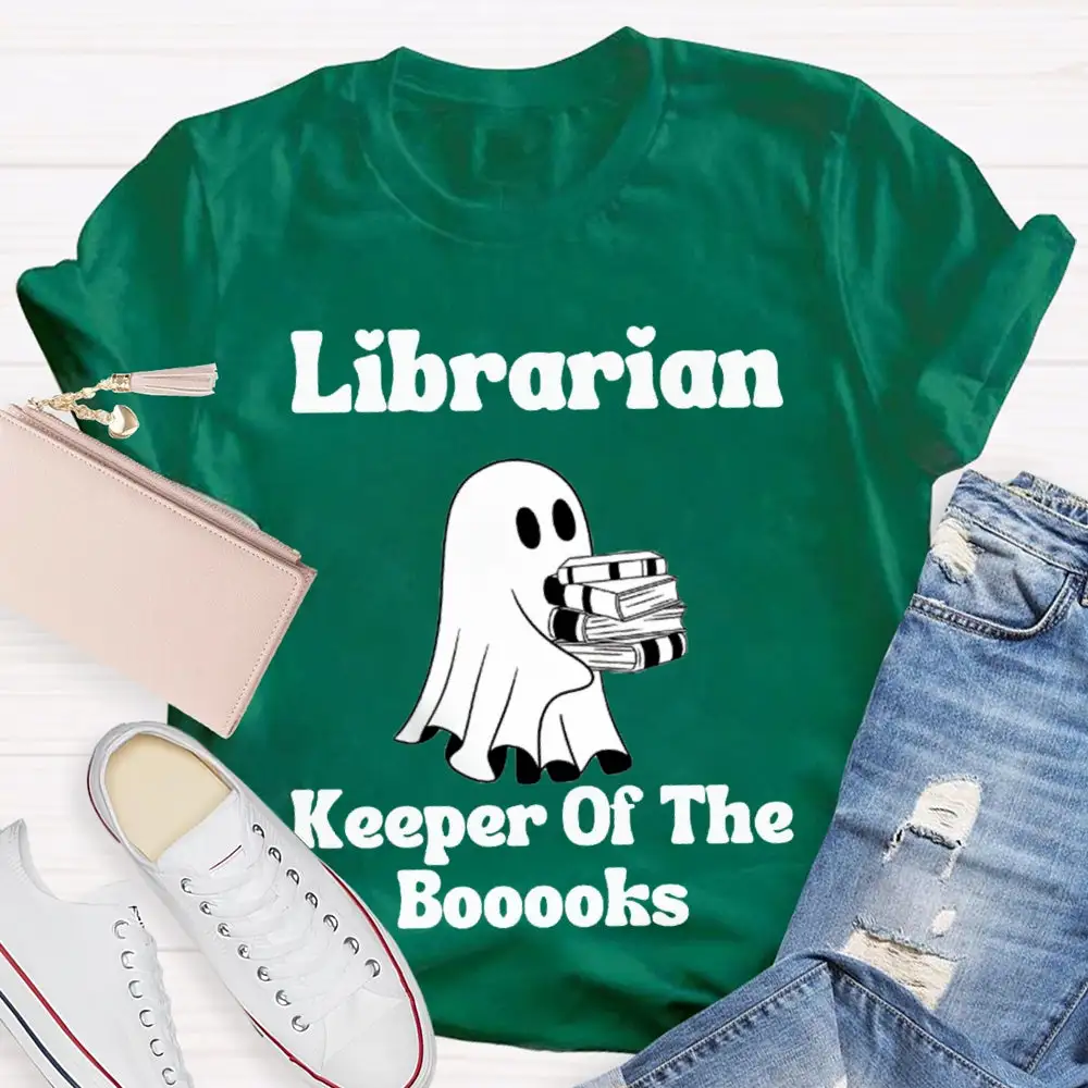 Librarian Keeper Of The Booooks Funny Halloween Spooky Librarian T-Shirt