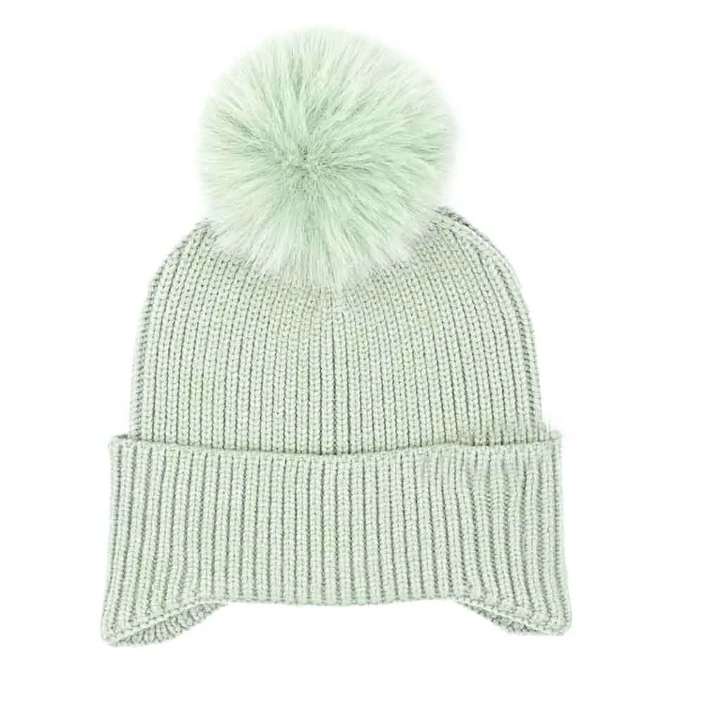 Ear Flap Pom Beanie