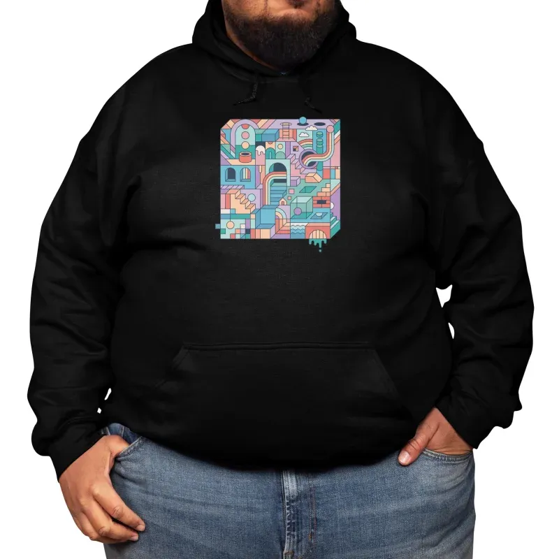 Men's Casual Abstract Maze Print Hoodie