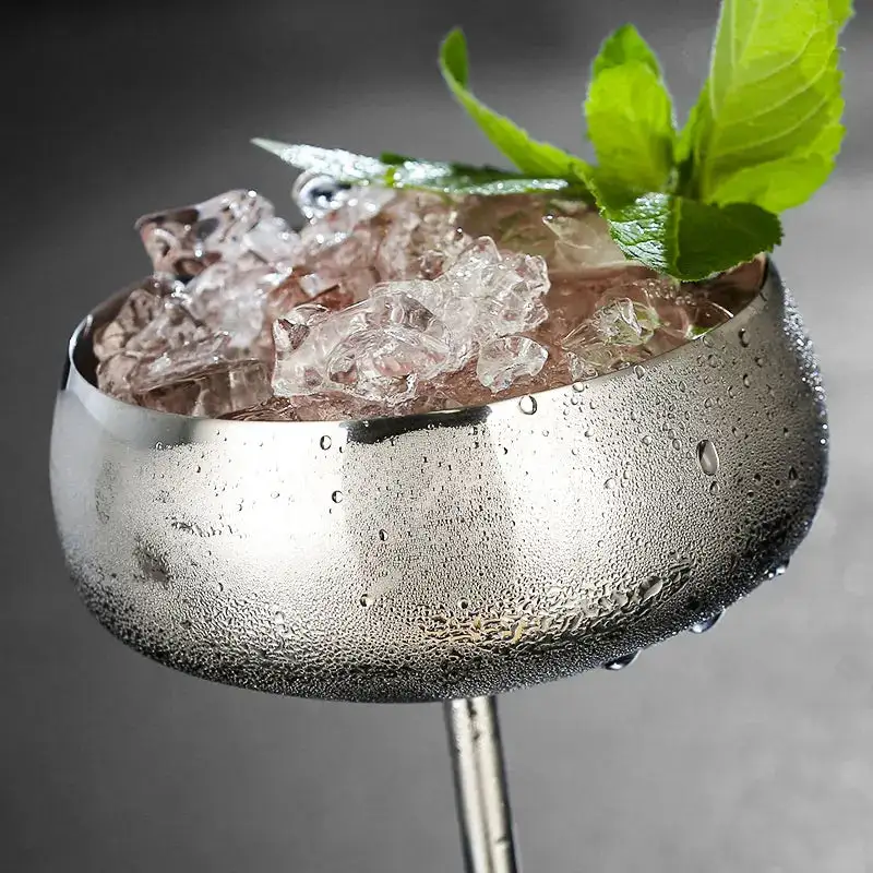 Stainless Steel Stemmed Cocktail Glasses