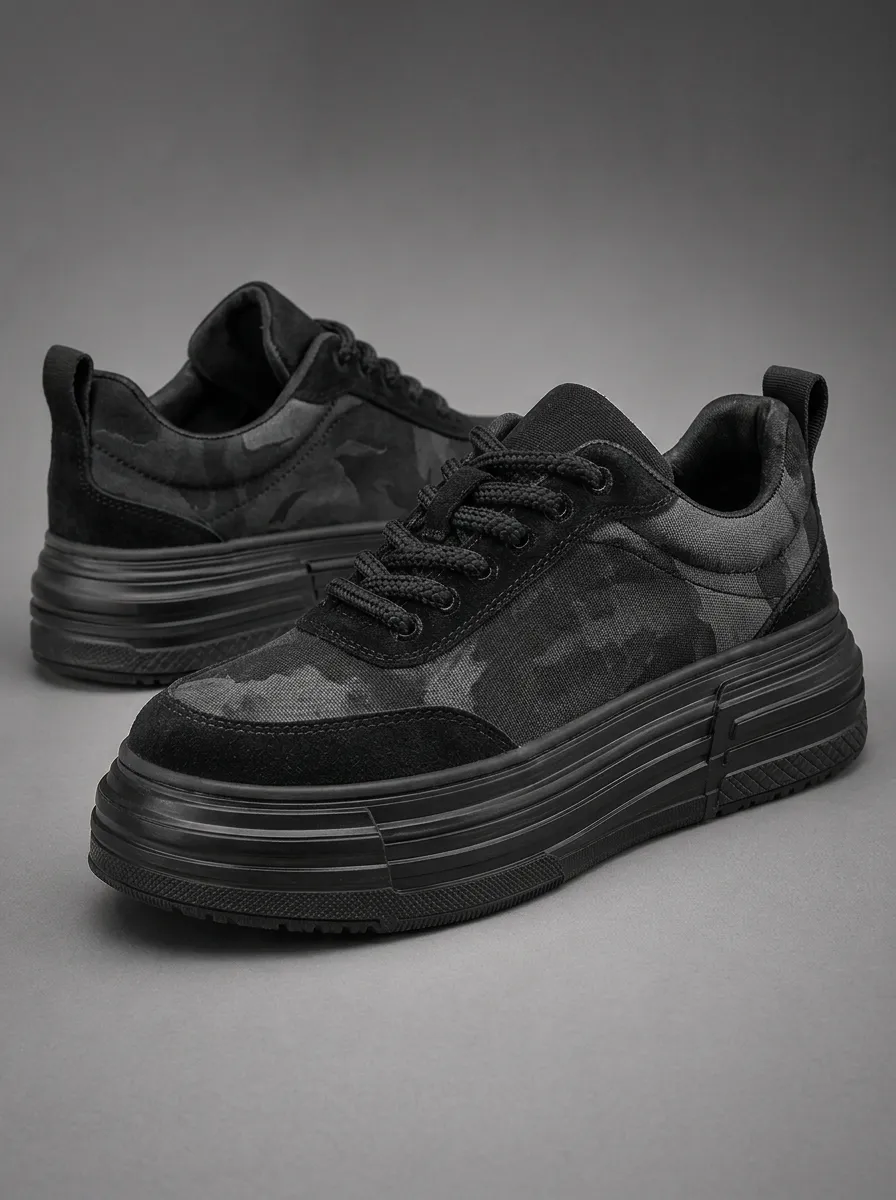 Tonal Camo Low Top Skate Sneakers