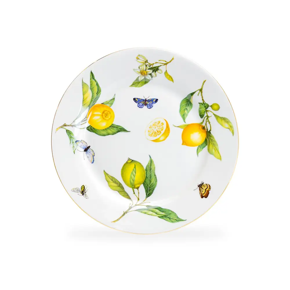 Lemon Butterfly Porcelain Dessert Plate