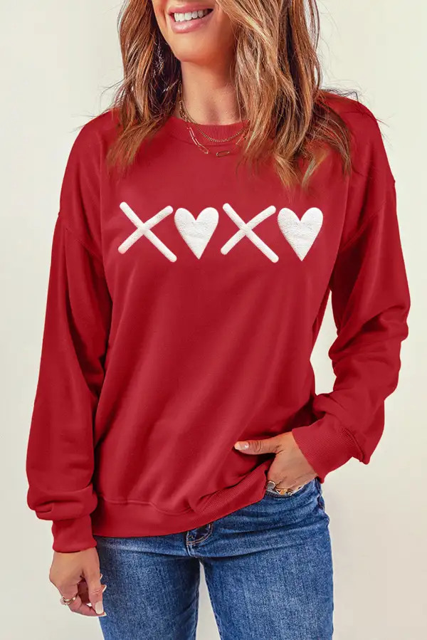 Puff XOXO Print Heart Sweatshirt