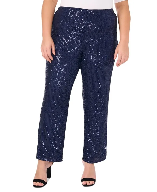 Sequined Mesh Wide Leg Pants