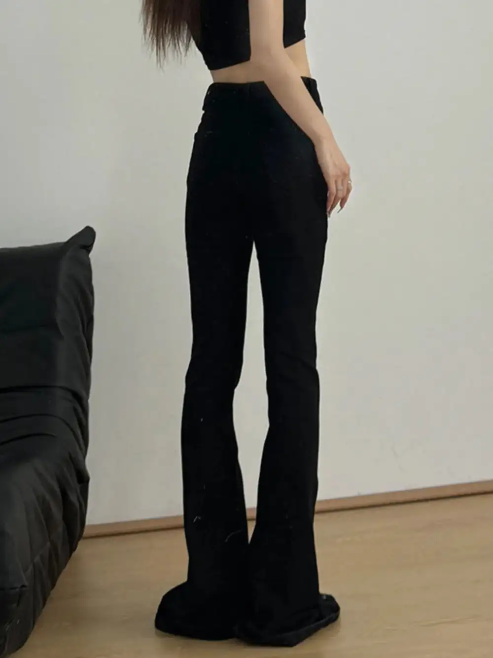 High Waist Flare Leg Slit Denim Jeans