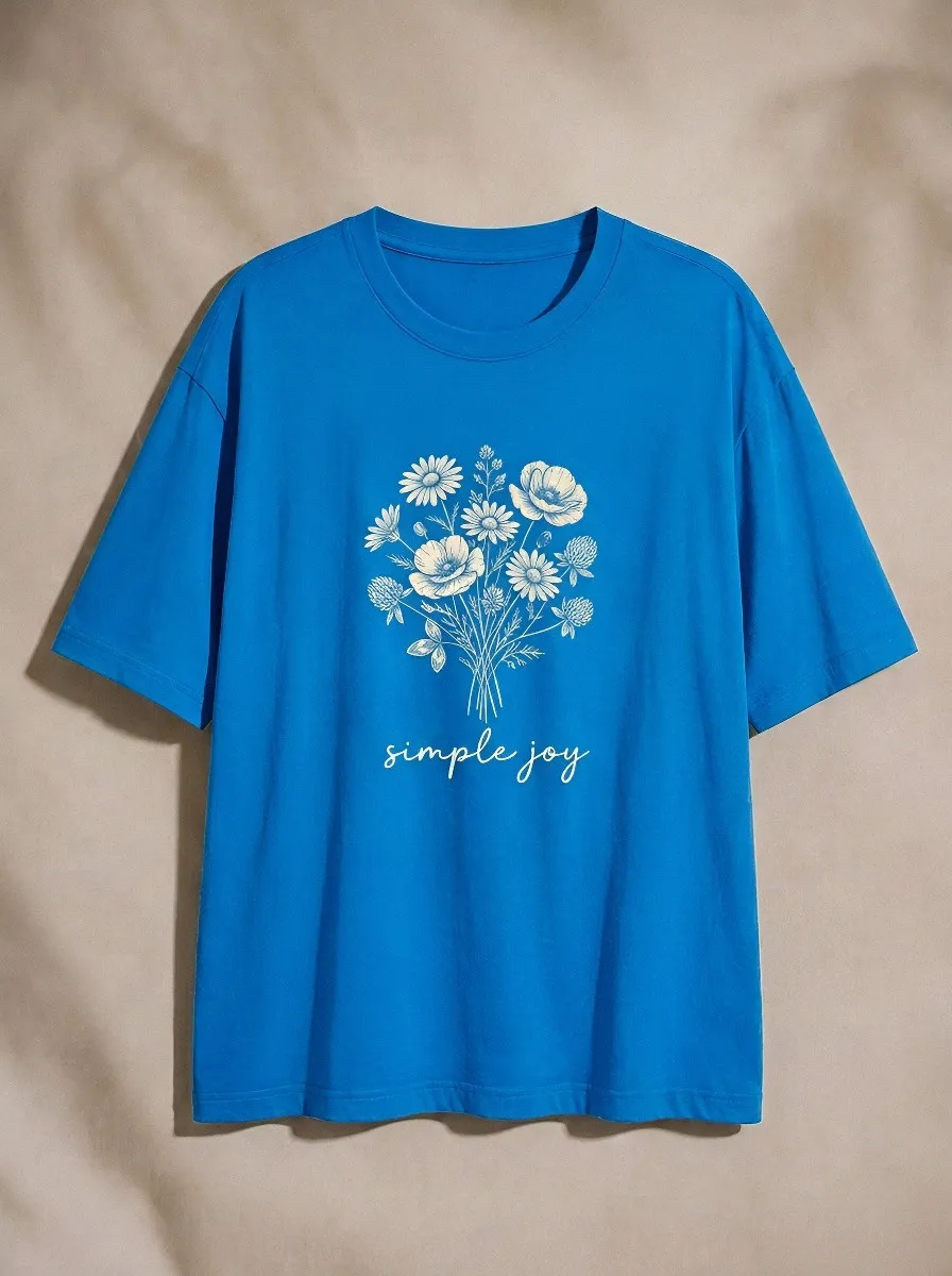 Women's Simple Joy Wildflower Bouquet Printed T-shirt