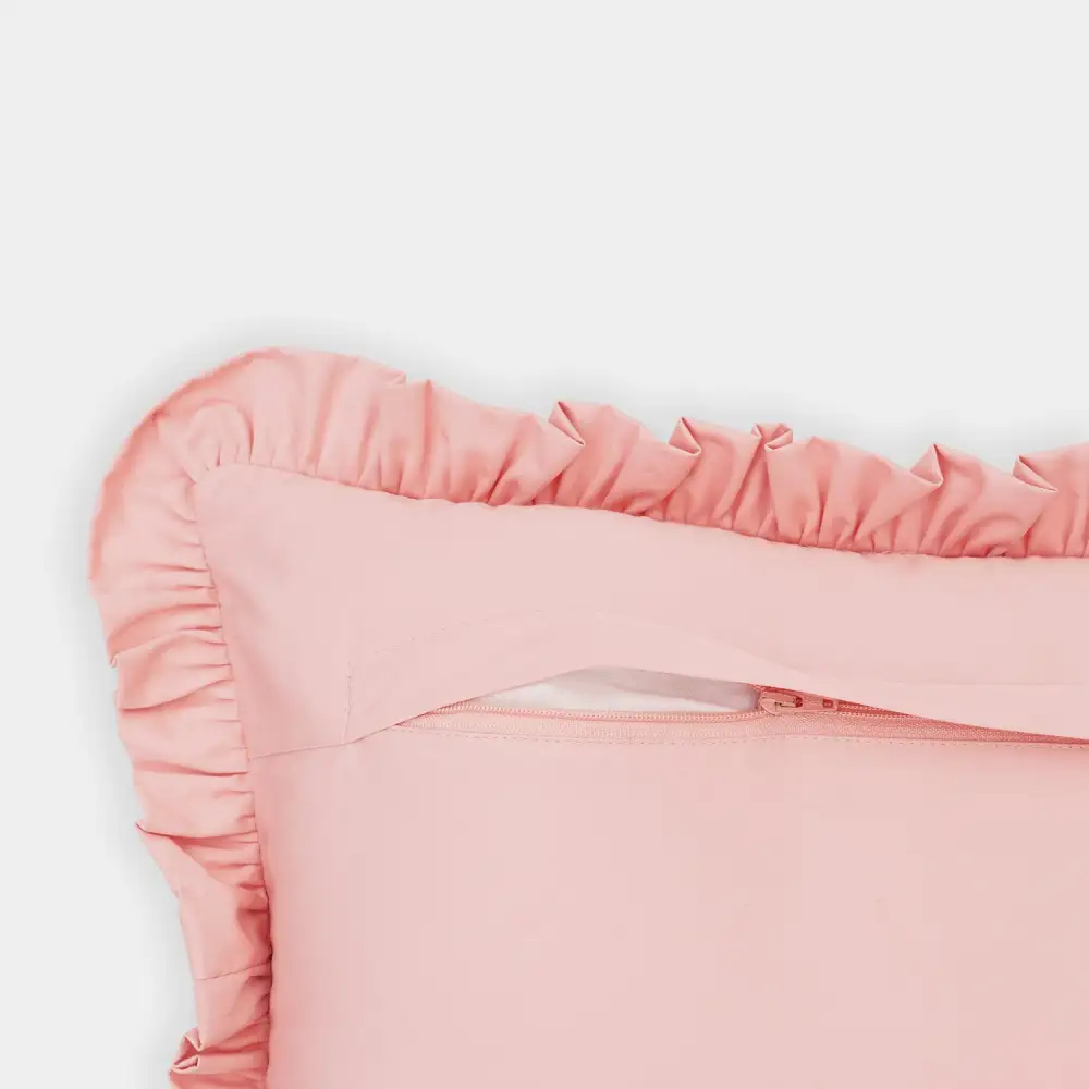Pink Applique Ruffle Cushion Cover