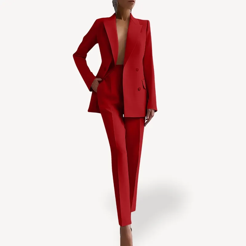 Formal Tailored Suit Set with Long Blazer