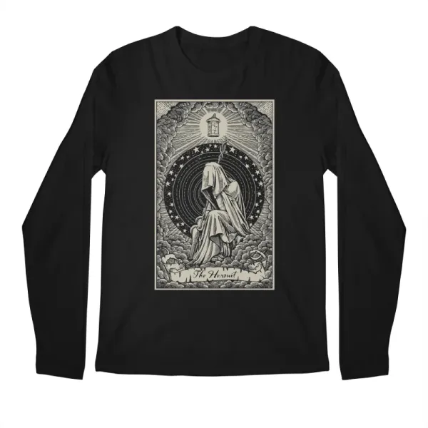 Artistic Hand-Drawn Style Printed Men's Long-Sleeved T-Shirt