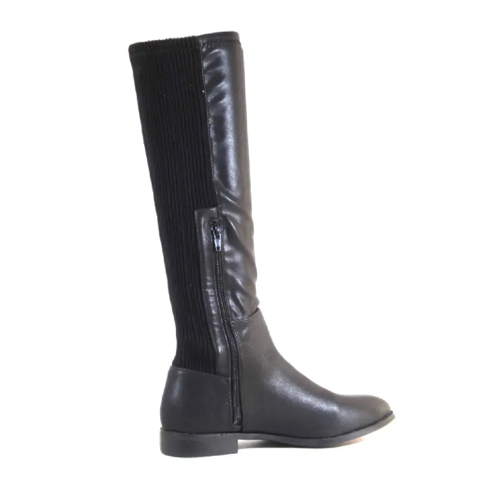 Stretch Back Pull On Knee High Boots