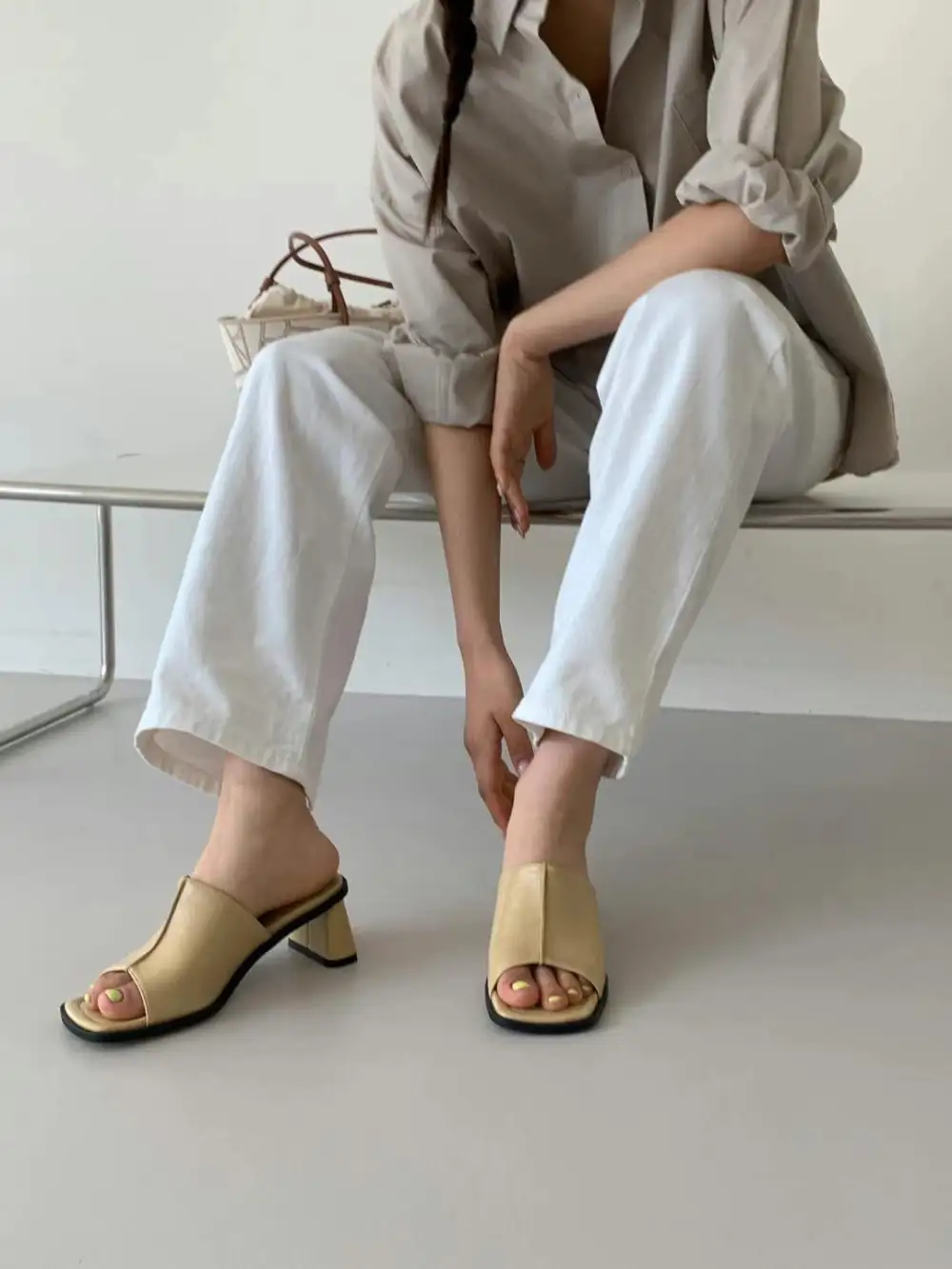Faux Leather Heeled Sandals