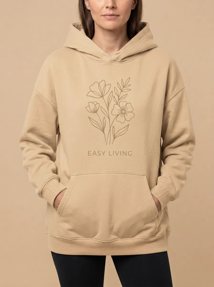 Easy Living Floral Line Art Hoodie