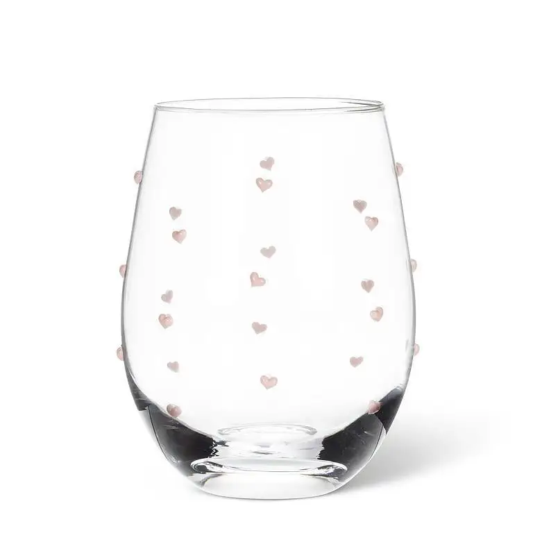 Heart Pattern Stemless Wine Glass