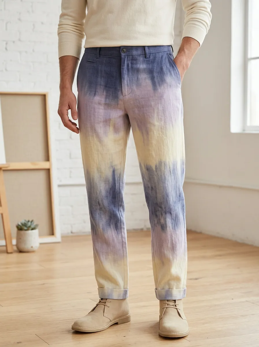 Men's Tie-Dye Print Trousers