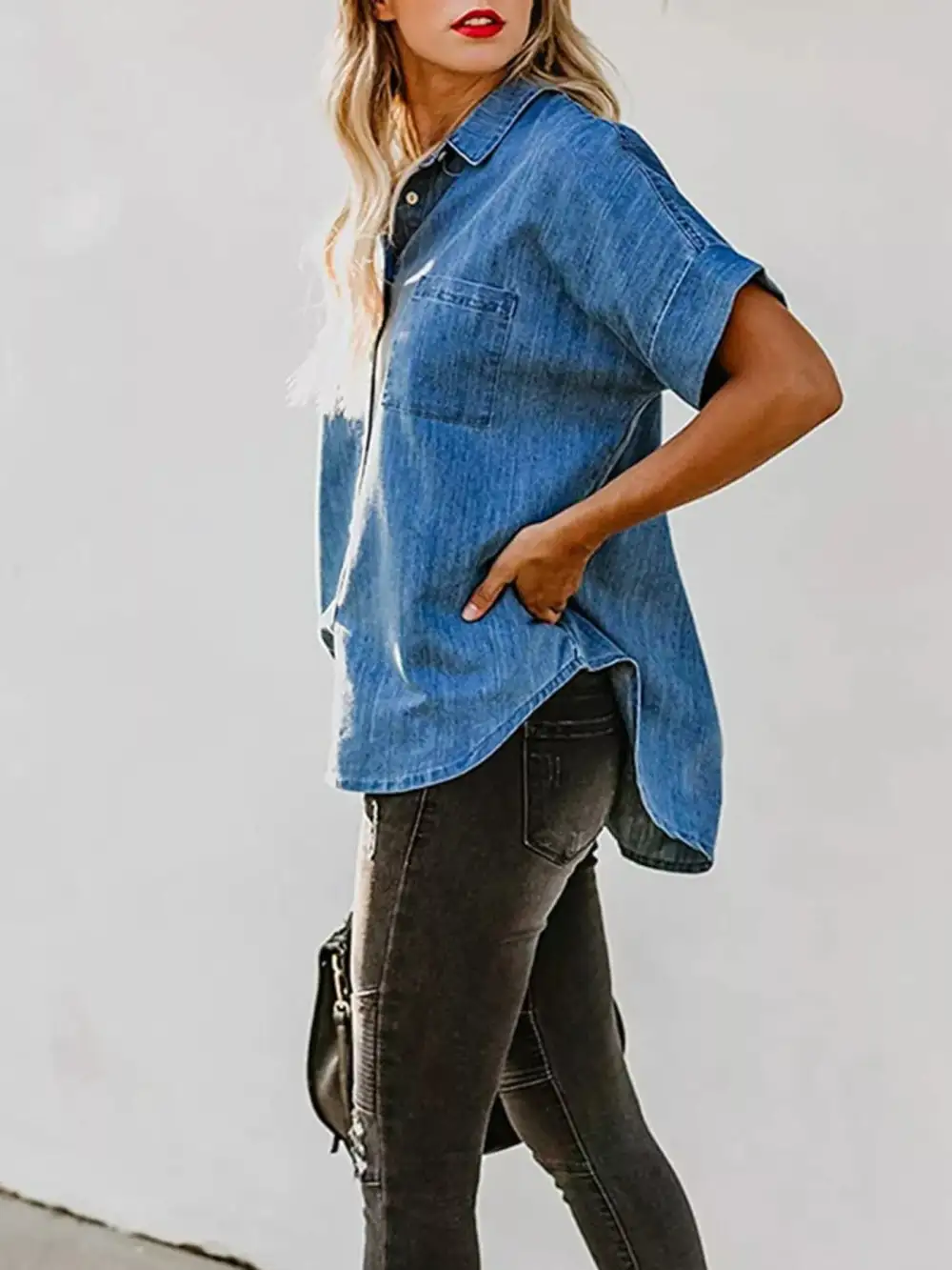 Casual Denim Short Sleeve Shirt
