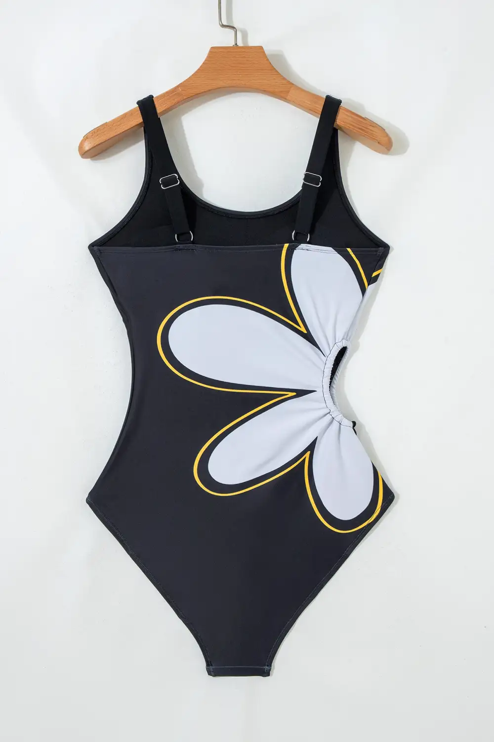 Drawstring Big Hole Floral One Piece Swimsuit