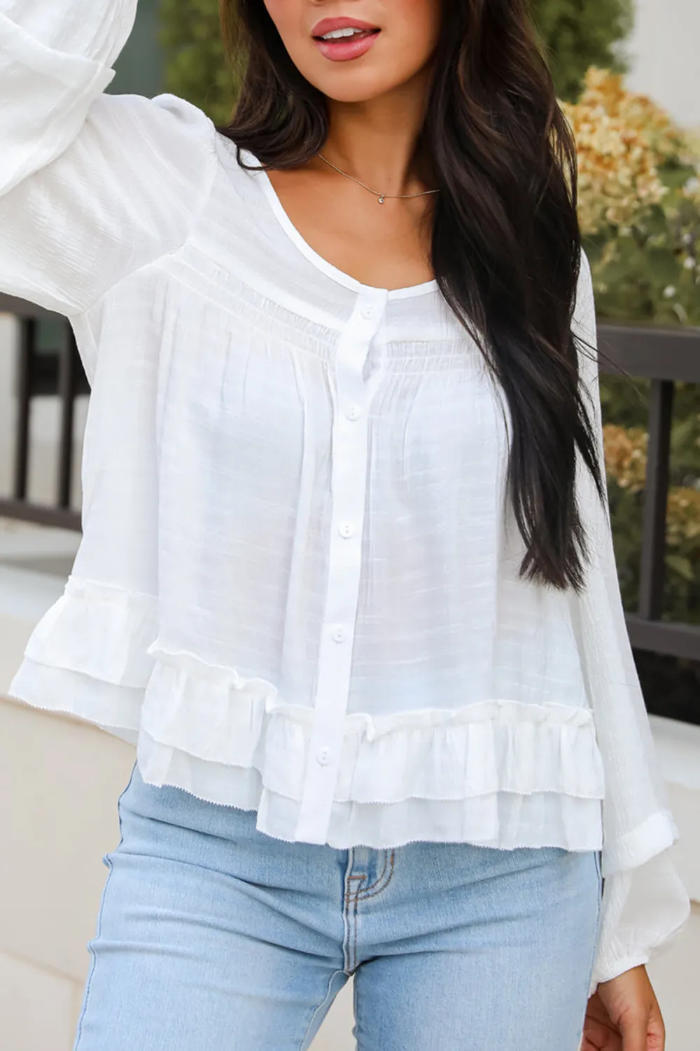 White Ruffle Blouse