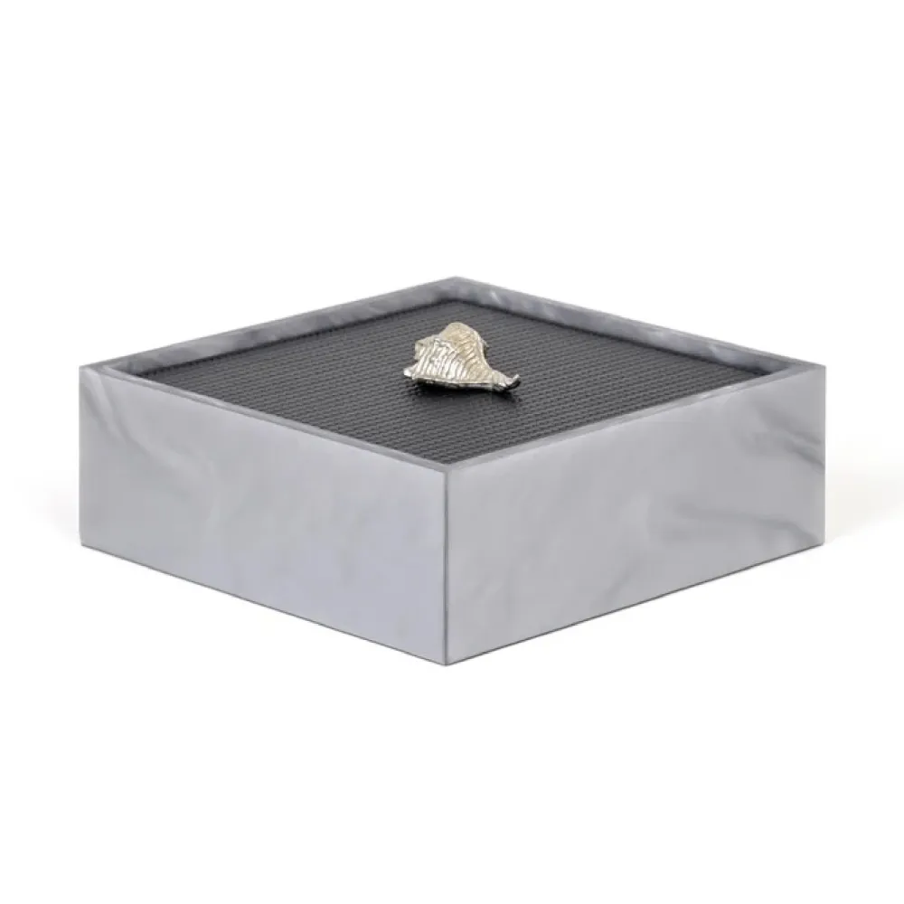 Textured Leather Lidded Square Box