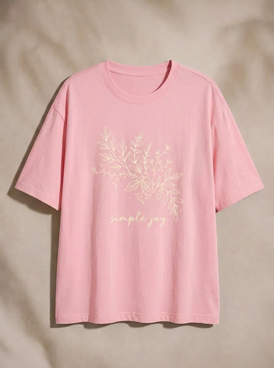 Women's Botanical Minimalist Simple Joy Printed T-shirt