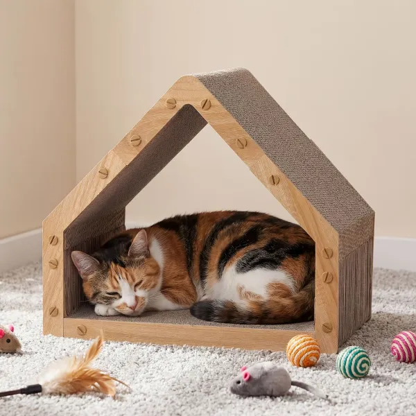 2-in-1 Cat House & Scratcher
