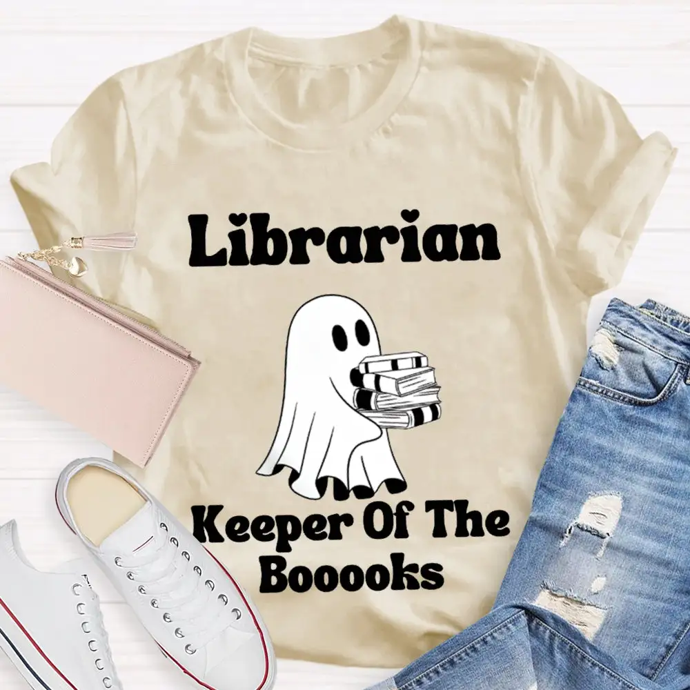 Librarian Keeper Of The Booooks Funny Halloween Spooky Librarian T-Shirt